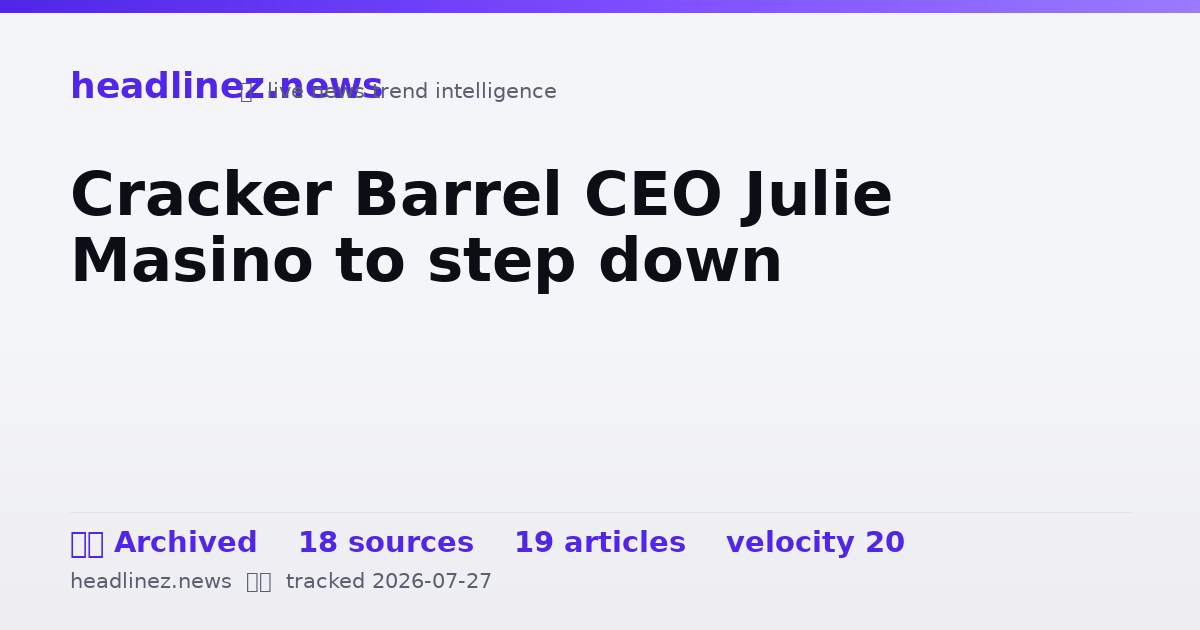 Visual summary for Cracker Barrel CEO Julie Masino to step down