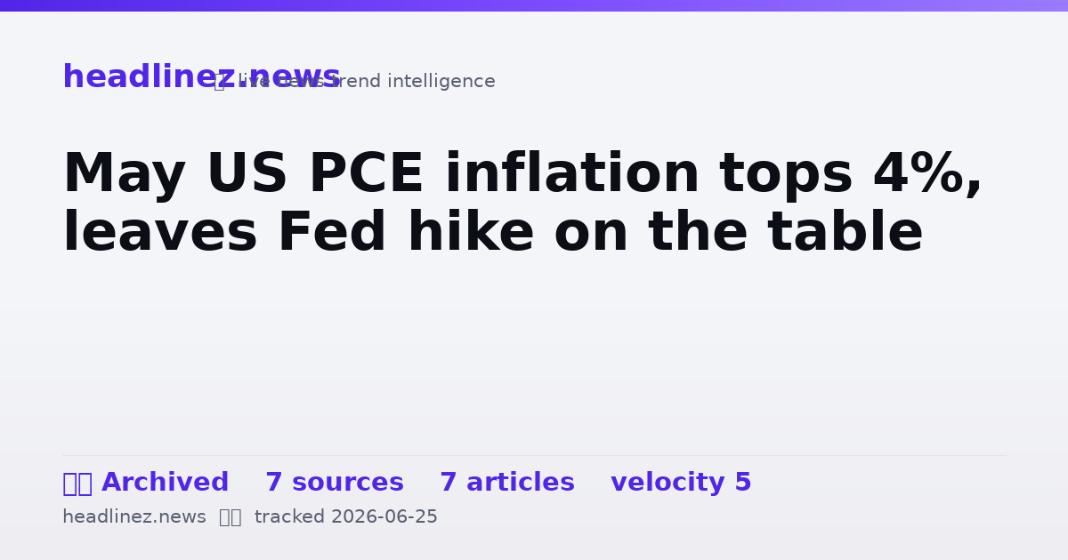 Visual summary for May US PCE inflation tops 4%, leaves Fed hike on the table