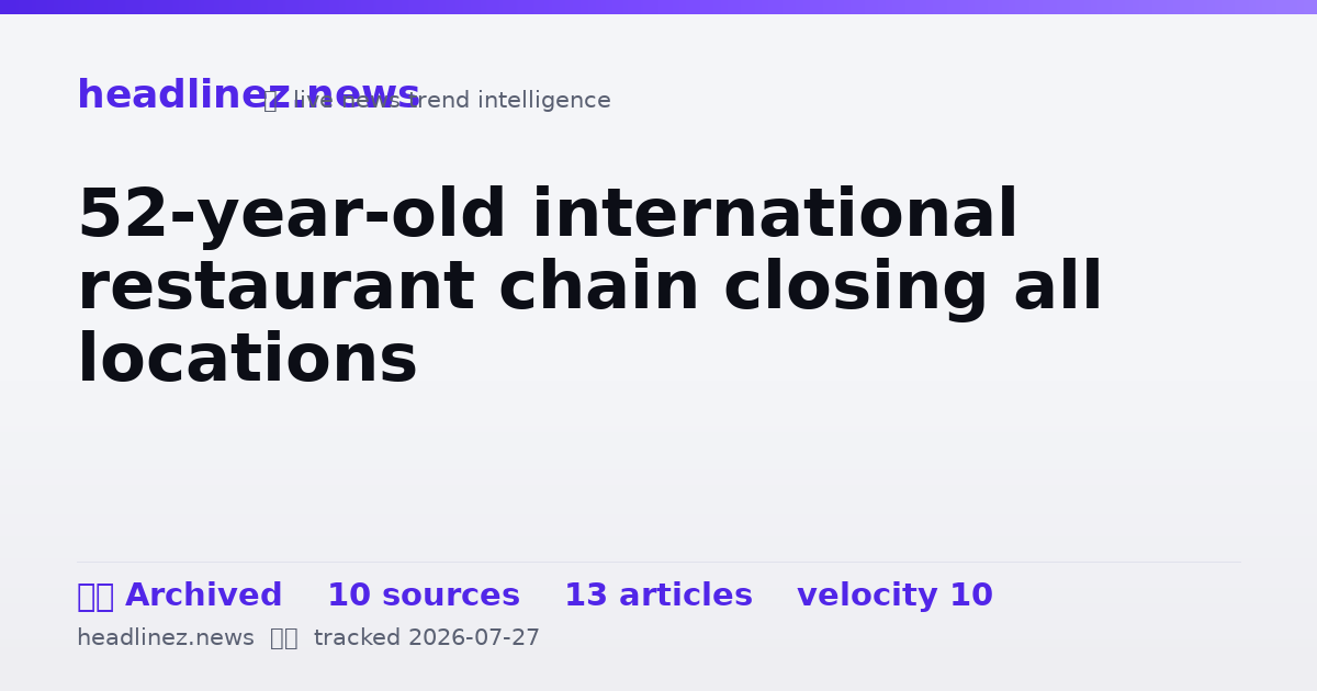Visual summary for 52-year-old international restaurant chain closing all locations
