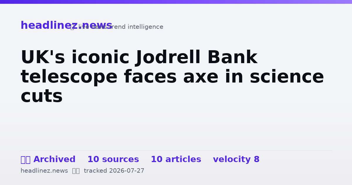 Visual summary for UK's iconic Jodrell Bank telescope faces axe in science cuts
