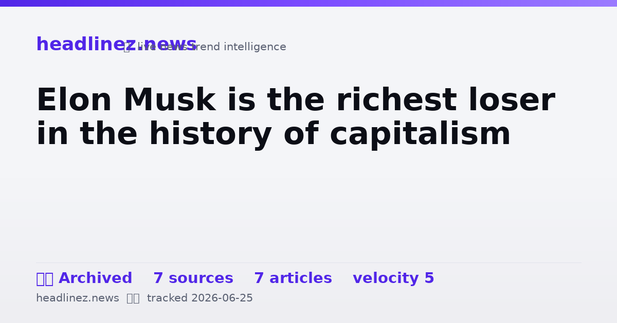 Visual summary for Elon Musk is the richest loser in the history of capitalism