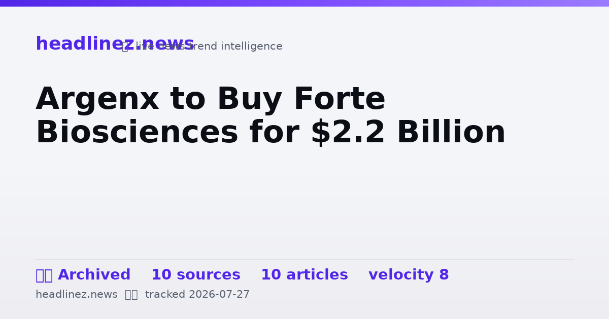 Visual summary for Argenx to Buy Forte Biosciences for $2.2 Billion