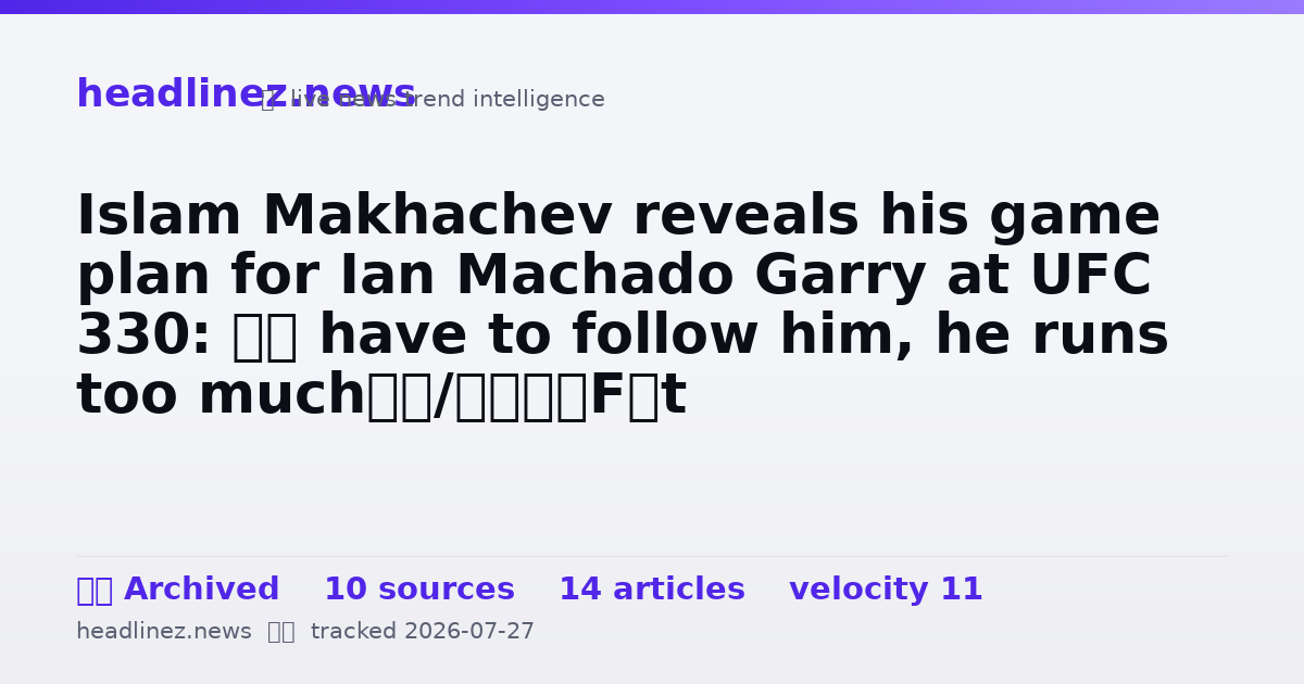 Visual summary for Islam Makhachev reveals his game plan for Ian Machado Garry at UFC 330: ‘I have to follow him, he runs too much’