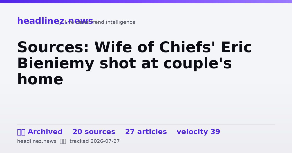 Visual summary for Sources: Wife of Chiefs' Eric Bieniemy shot at couple's home