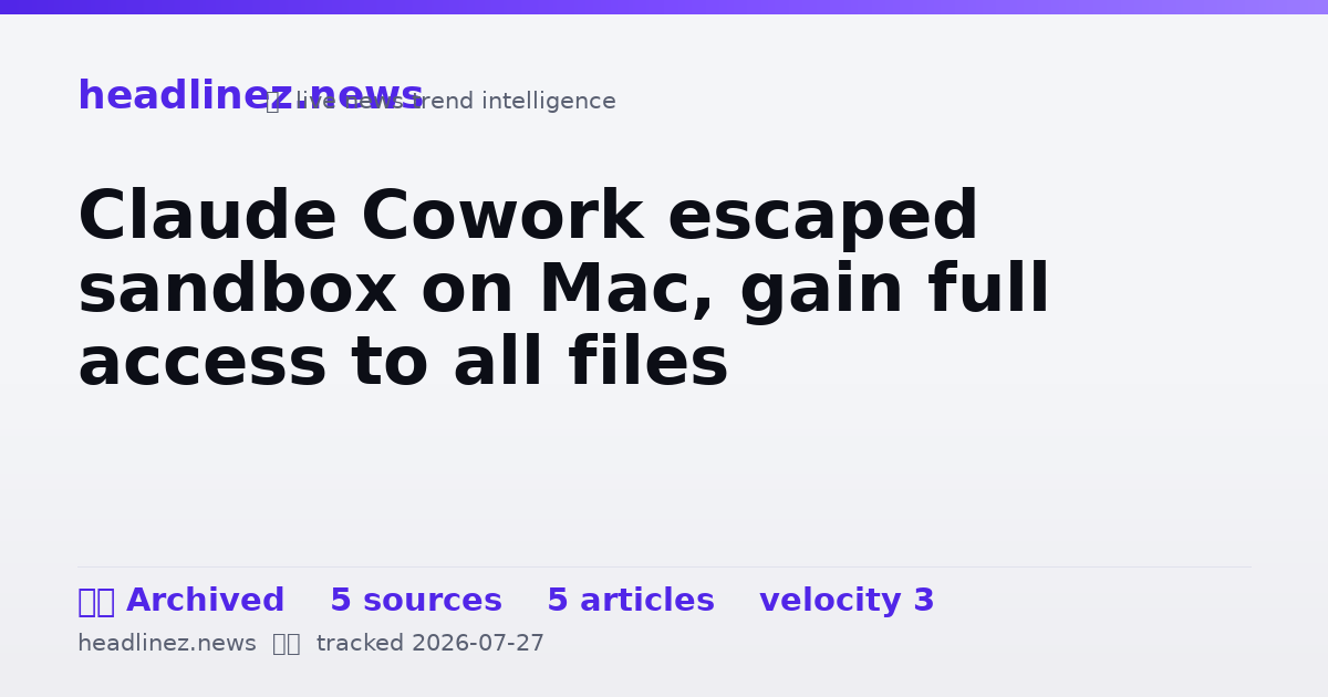 Visual summary for Claude Cowork escaped sandbox on Mac, gain full access to all files