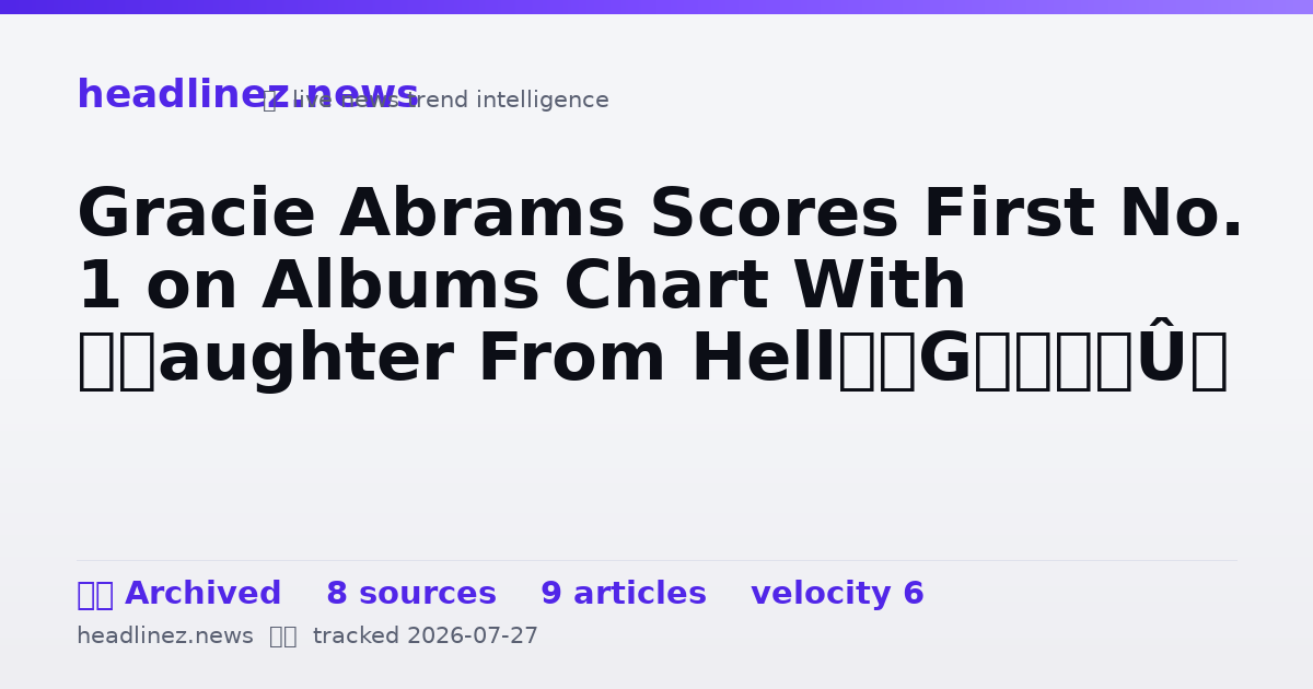 Visual summary for Gracie Abrams Scores First No. 1 on Albums Chart With ‘Daughter From Hell’