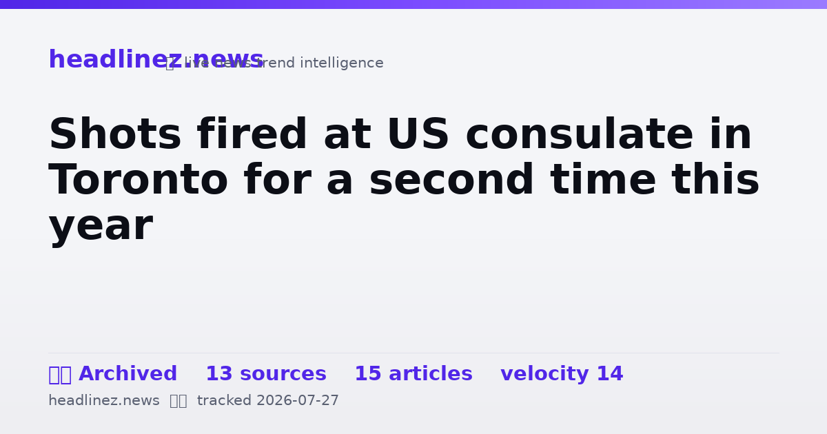 Visual summary for Shots fired at US consulate in Toronto for a second time this year