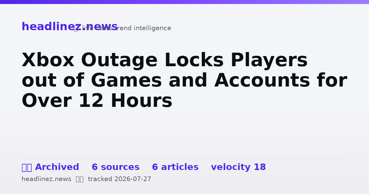 Visual summary for Xbox Outage Locks Players out of Games and Accounts for Over 12 Hours