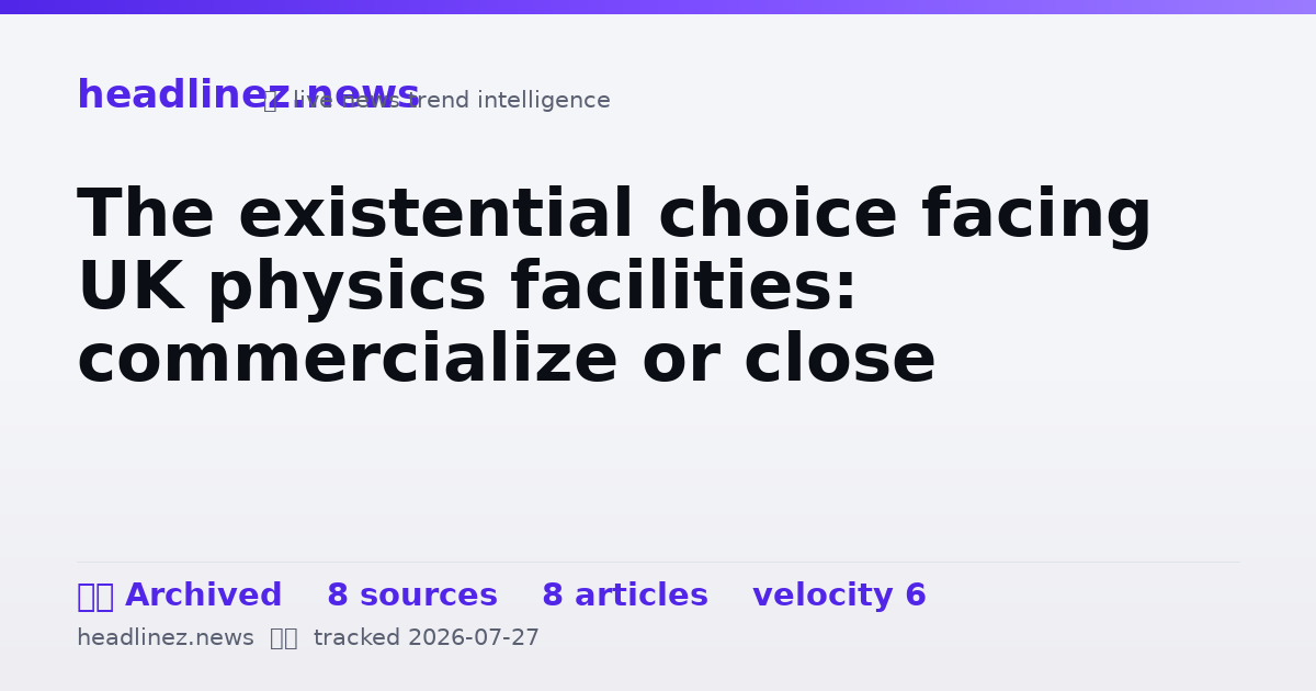 Visual summary for The existential choice facing UK physics facilities: commercialize or close