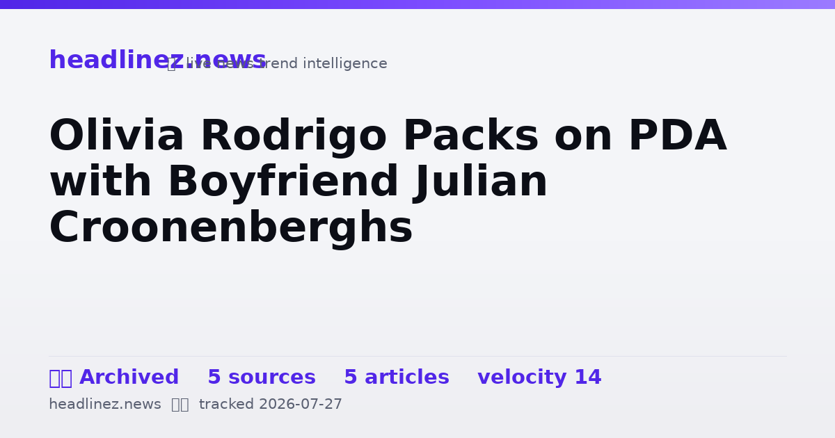 Visual summary for Olivia Rodrigo Packs on PDA with Boyfriend Julian Croonenberghs