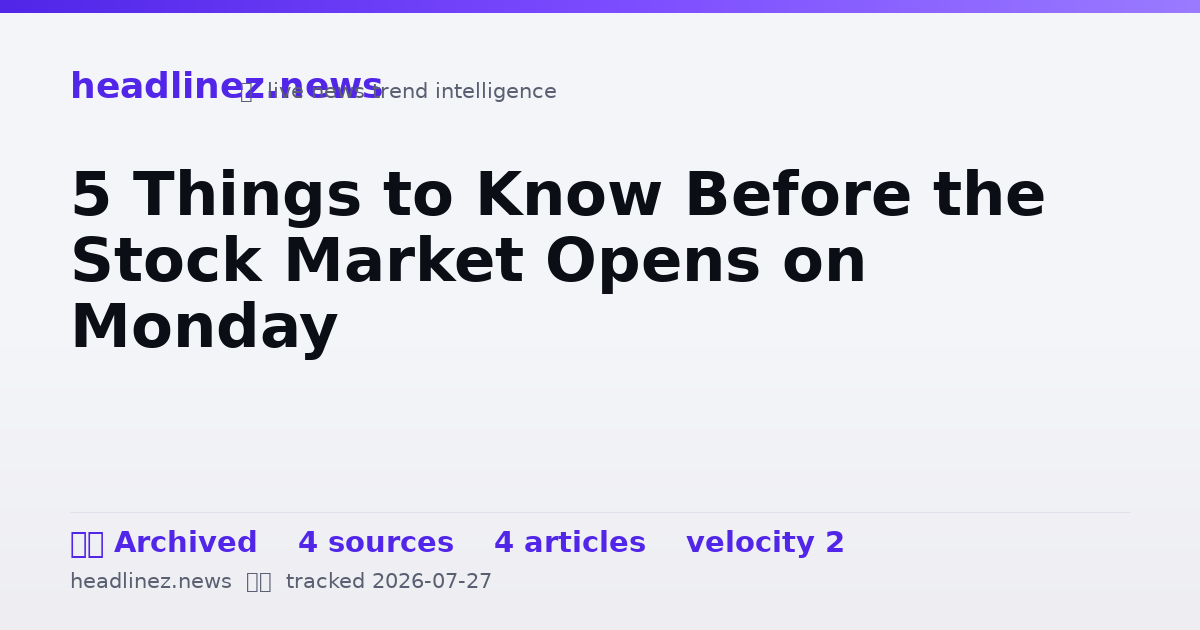 Visual summary for 5 Things to Know Before the Stock Market Opens on Monday