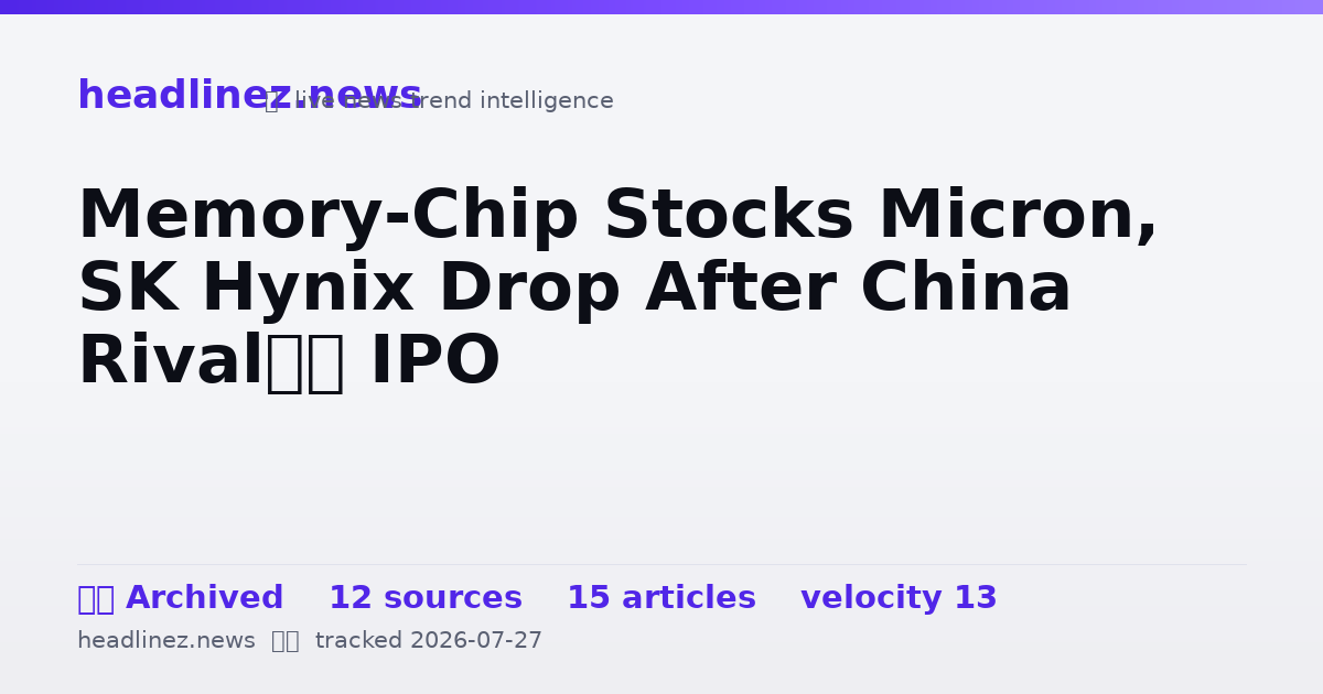Visual summary for Memory-Chip Stocks Micron, SK Hynix Drop After China Rival’s IPO