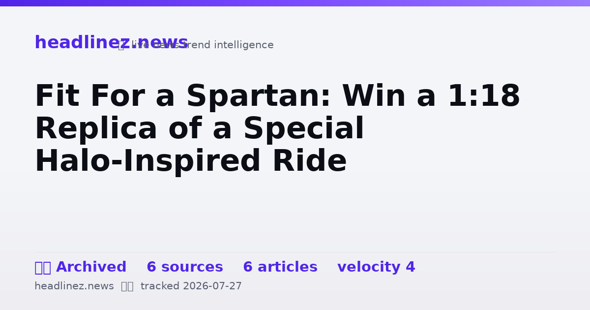 Visual summary for Fit For a Spartan: Win a 1:18 Replica of a Special Halo-Inspired Ride