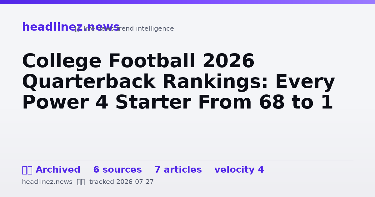 Visual summary for College Football 2026 Quarterback Rankings: Every Power 4 Starter From 68 to 1