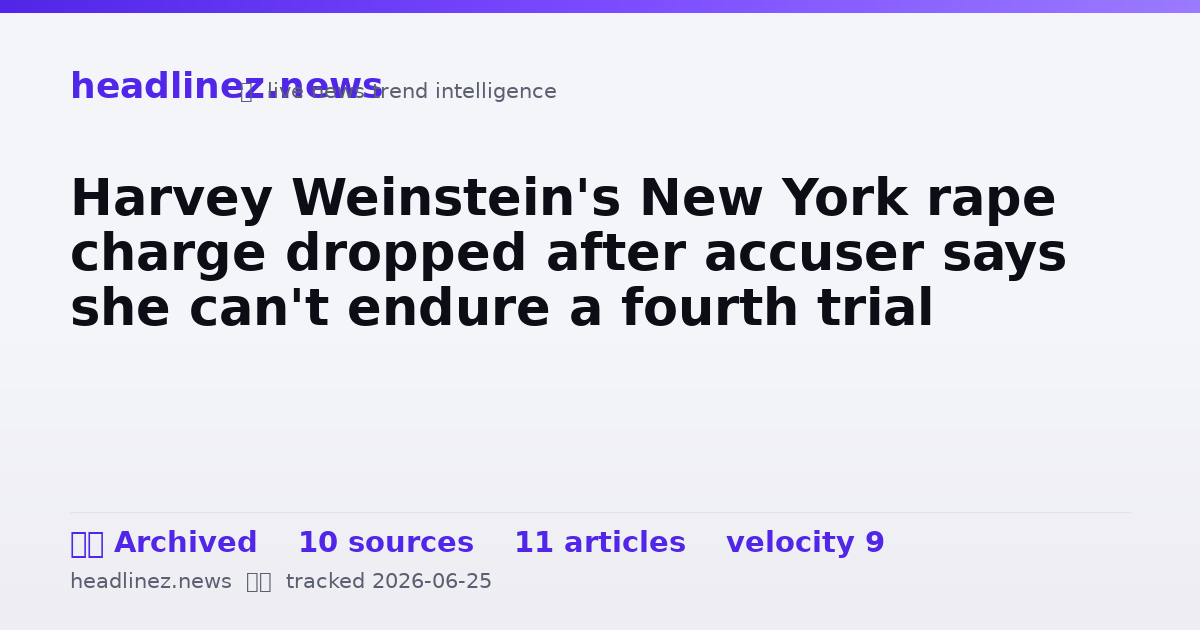 Visual summary for Harvey Weinstein's New York rape charge dropped after accuser says she can't endure a fourth trial