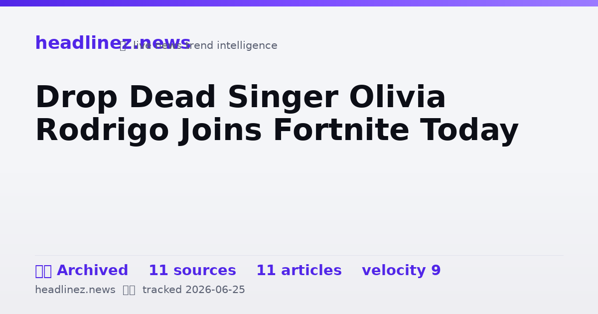 Visual summary for Drop Dead Singer Olivia Rodrigo Joins Fortnite Today