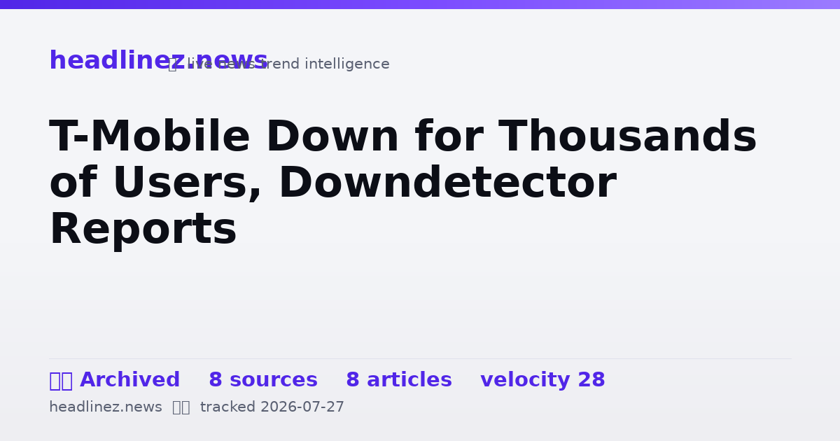 Visual summary for T-Mobile Down for Thousands of Users, Downdetector Reports