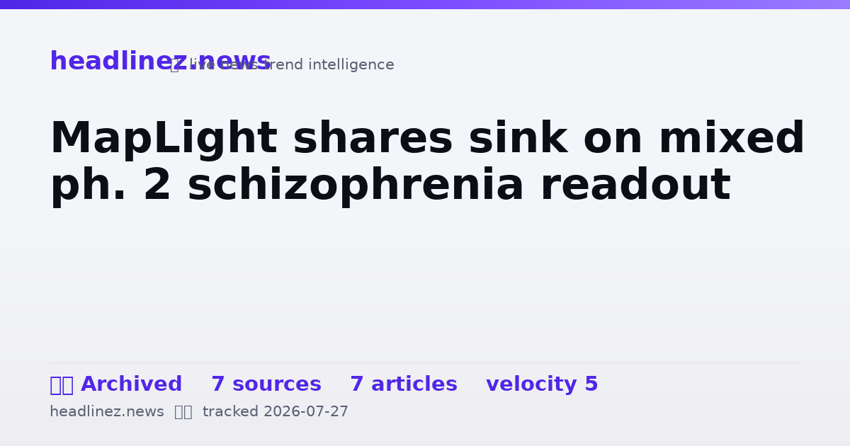 Visual summary for MapLight shares sink on mixed ph. 2 schizophrenia readout
