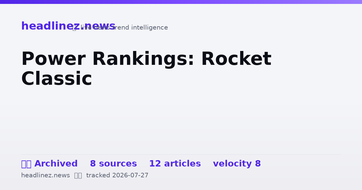 Visual summary for Power Rankings: Rocket Classic