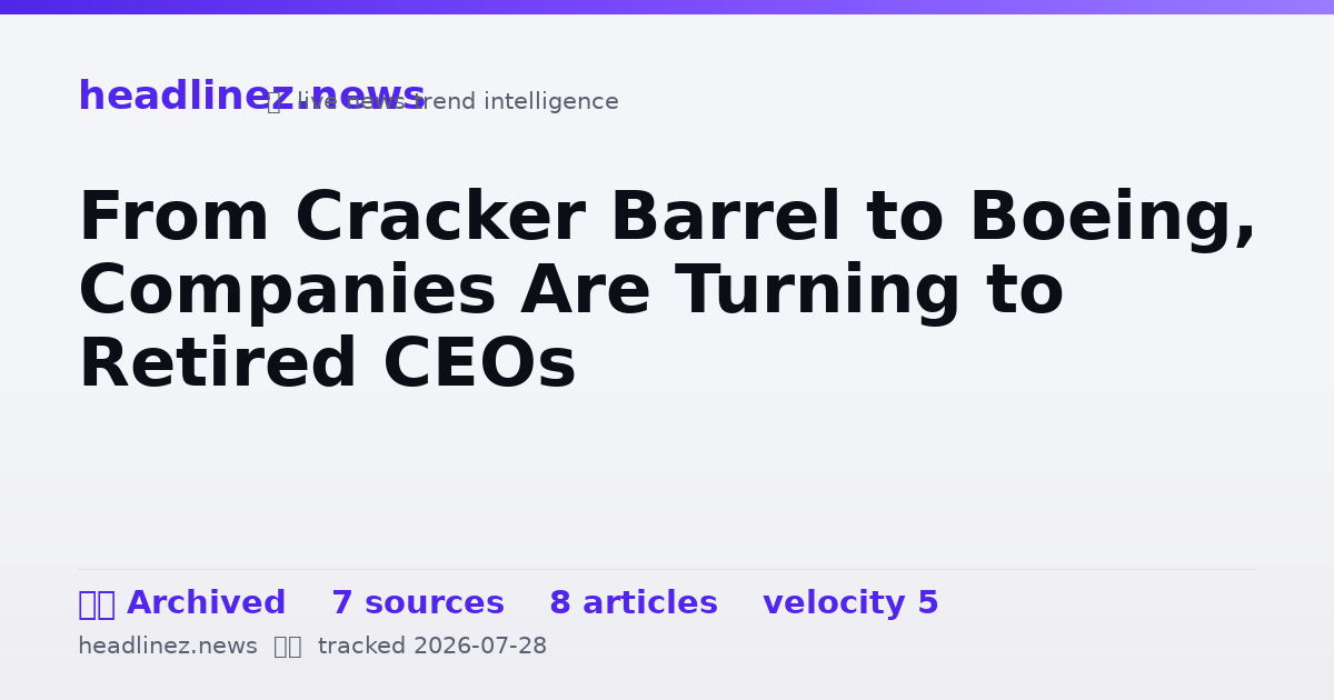 Visual summary for From Cracker Barrel to Boeing, Companies Are Turning to Retired CEOs