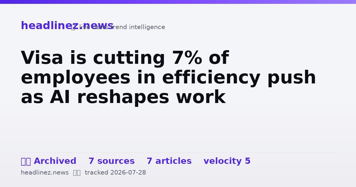 Visual summary for Visa is cutting 7% of employees in efficiency push as AI reshapes work