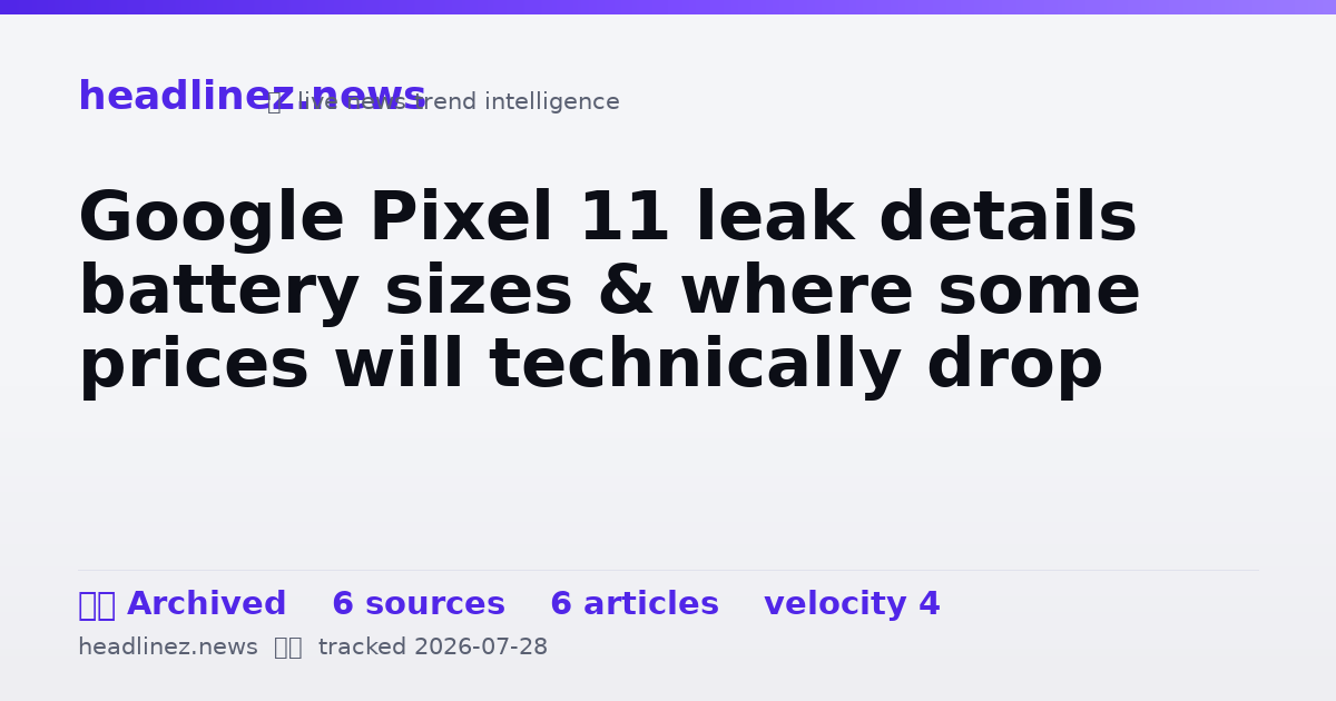Visual summary for Google Pixel 11 leak details battery sizes & where some prices will technically drop