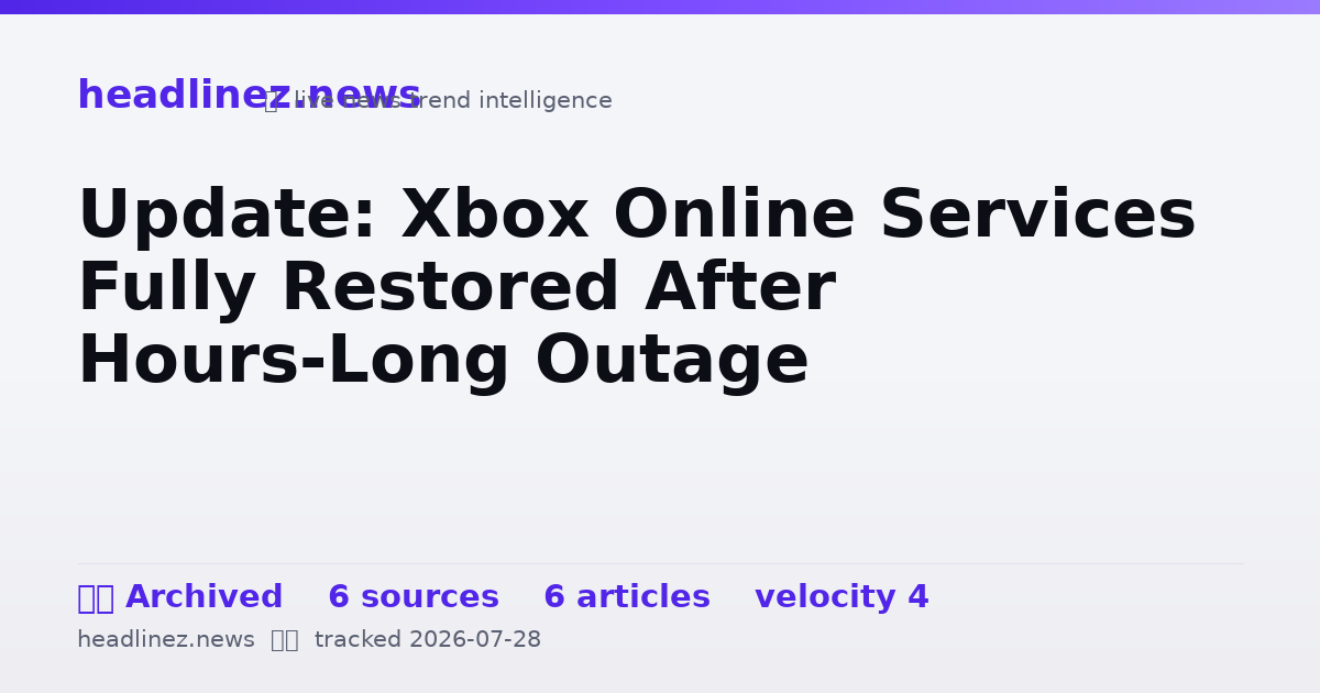 Visual summary for Update: Xbox Online Services Fully Restored After Hours-Long Outage