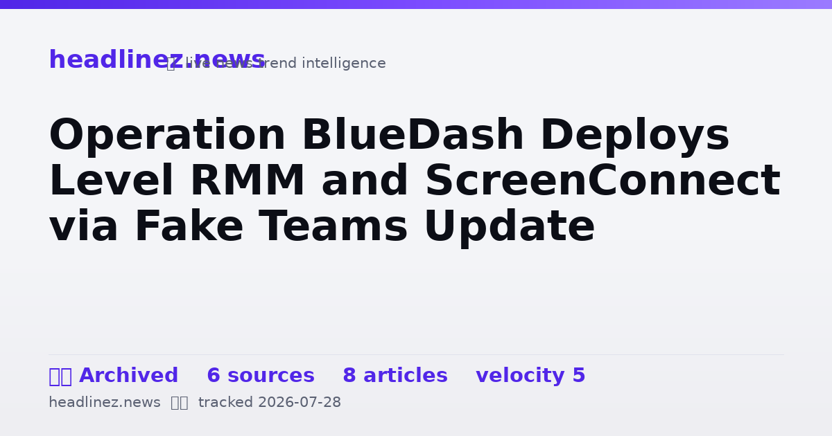 Visual summary for Operation BlueDash Deploys Level RMM and ScreenConnect via Fake Teams Update