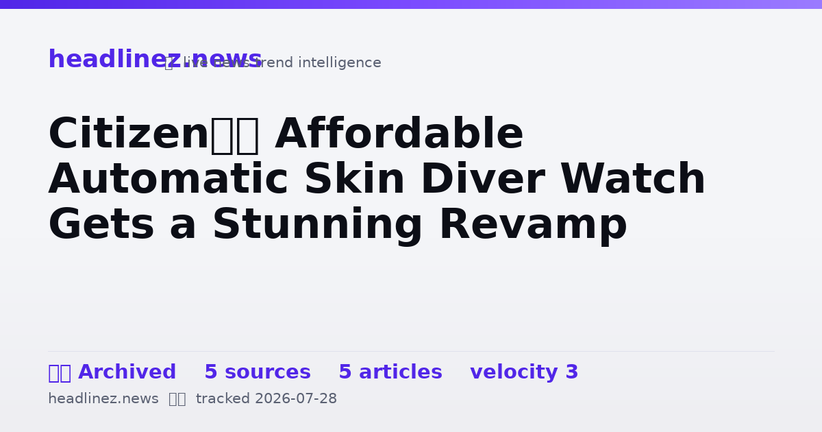 Visual summary for Citizen’s Affordable Automatic Skin Diver Watch Gets a Stunning Revamp