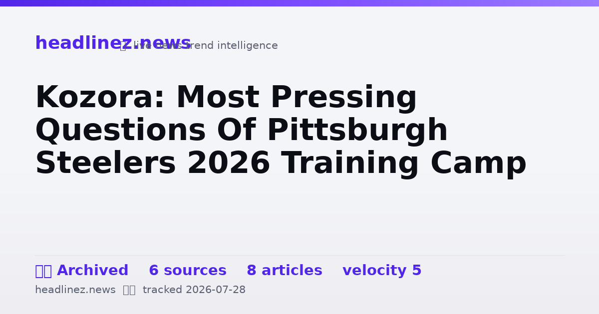 Visual summary for Kozora: Most Pressing Questions Of Pittsburgh Steelers 2026 Training Camp