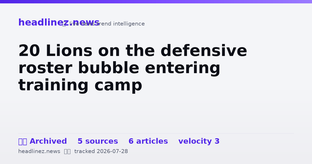 Visual summary for 20 Lions on the defensive roster bubble entering training camp