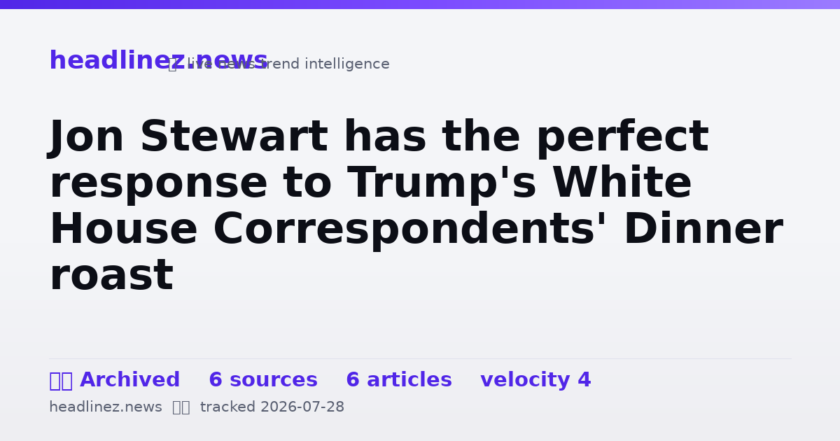 Visual summary for Jon Stewart has the perfect response to Trump's White House Correspondents' Dinner roast
