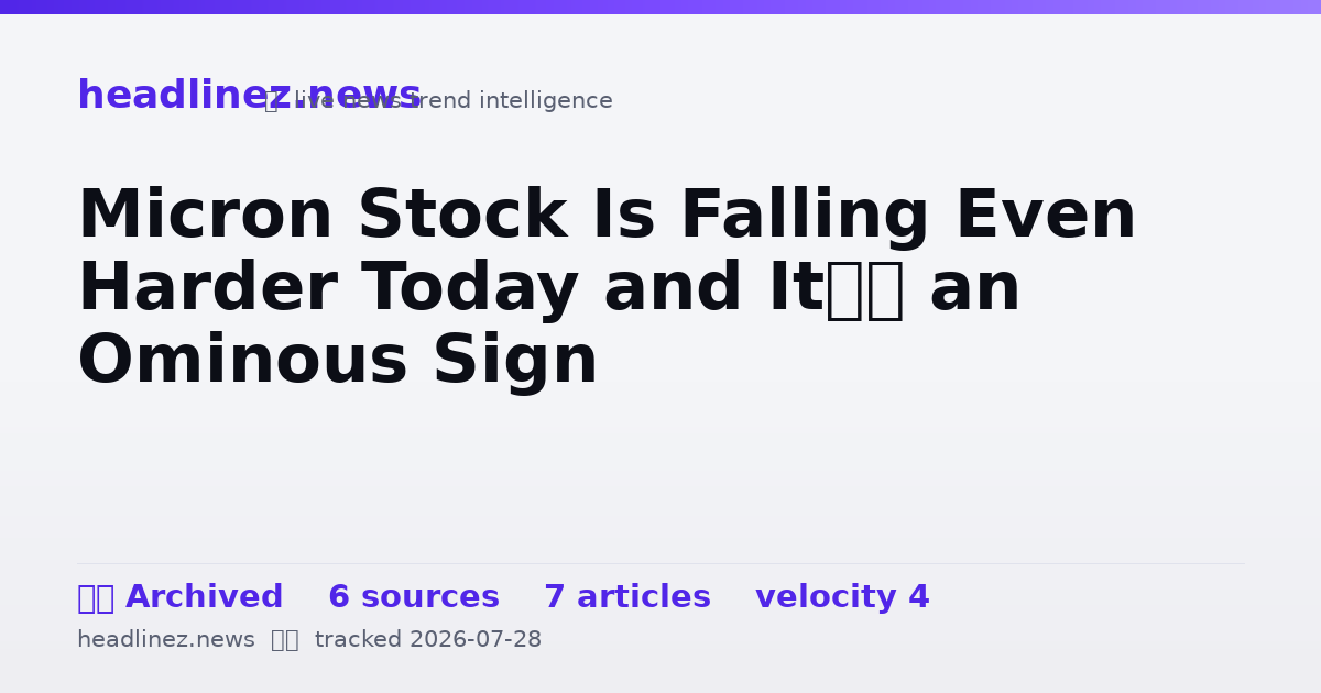 Visual summary for Micron Stock Is Falling Even Harder Today and It’s an Ominous Sign