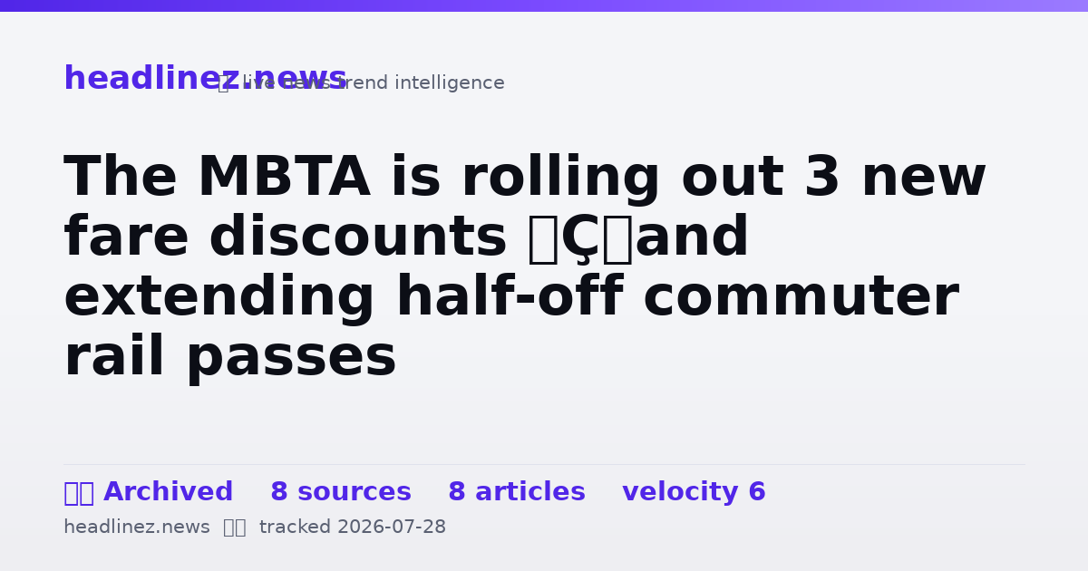 Visual summary for The MBTA is rolling out 3 new fare discounts — and extending half-off commuter rail passes