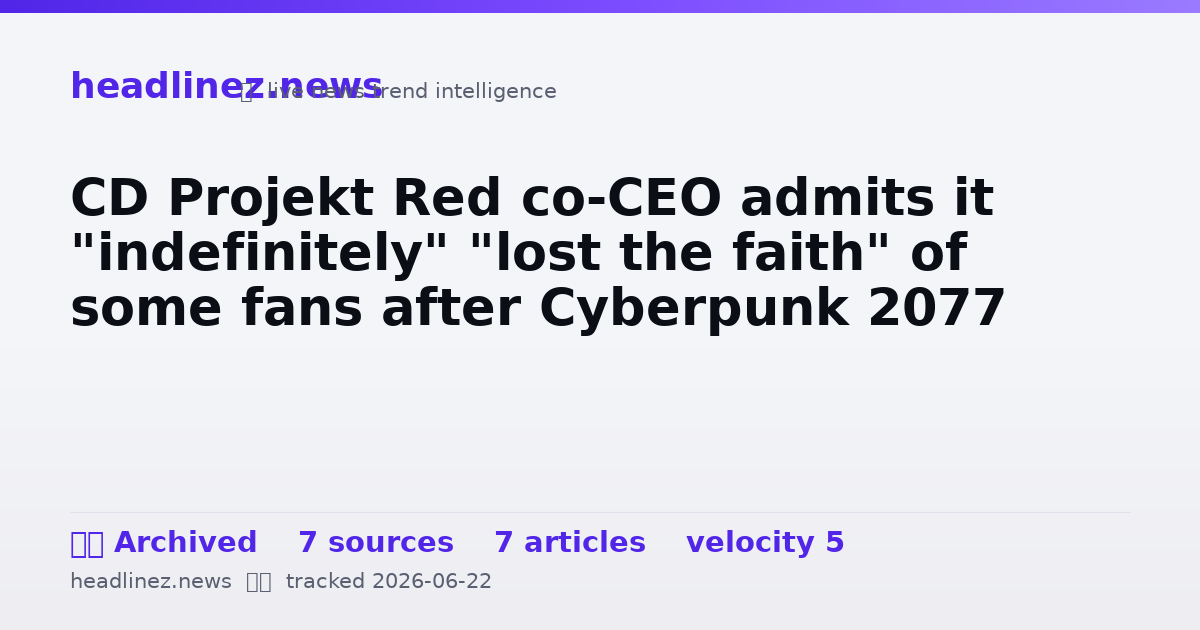 Visual summary for CD Projekt Red co-CEO admits it "indefinitely" "lost the faith" of some fans after Cyberpunk 2077