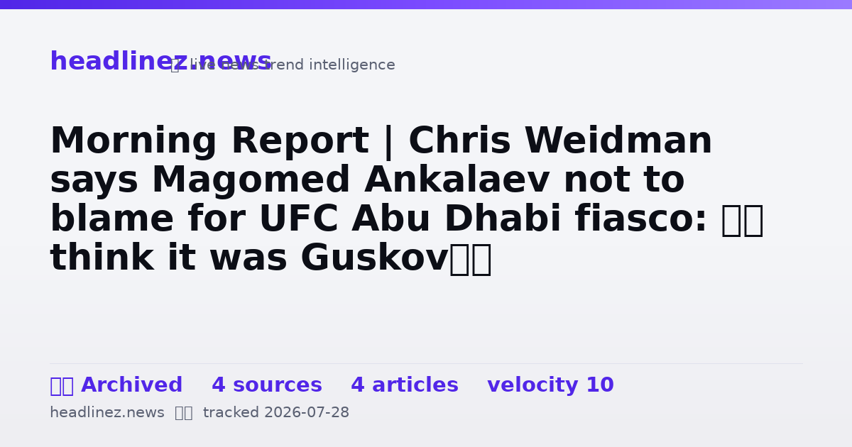 Visual summary for Morning Report | Chris Weidman says Magomed Ankalaev not to blame for UFC Abu Dhabi fiasco: ‘I think it was Guskov’s fault’