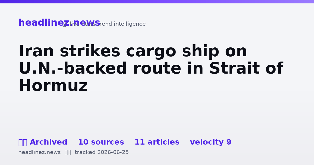 Visual summary for Iran strikes cargo ship on U.N.-backed route in Strait of Hormuz