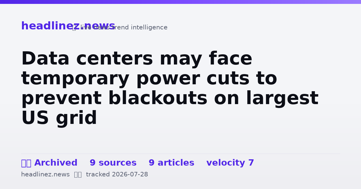 Visual summary for Data centers may face temporary power cuts to prevent blackouts on largest US grid