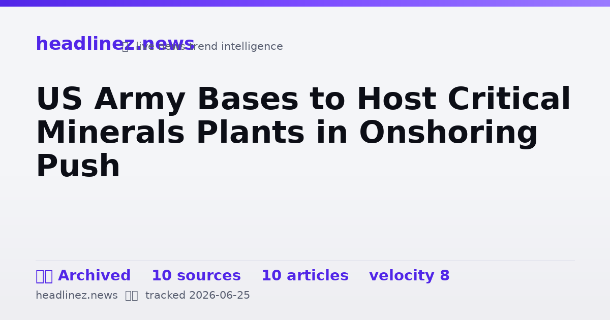 Visual summary for US Army Bases to Host Critical Minerals Plants in Onshoring Push