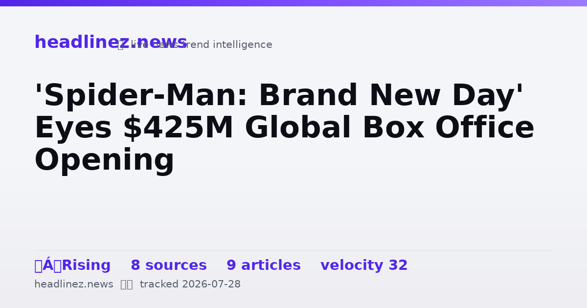 Visual summary for 'Spider-Man: Brand New Day' Eyes $425M Global Box Office Opening