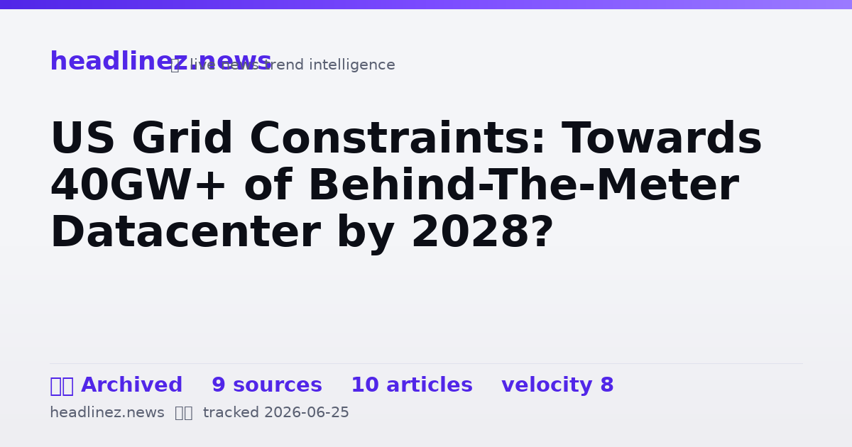Visual summary for US Grid Constraints: Towards 40GW+ of Behind-The-Meter Datacenter by 2028?