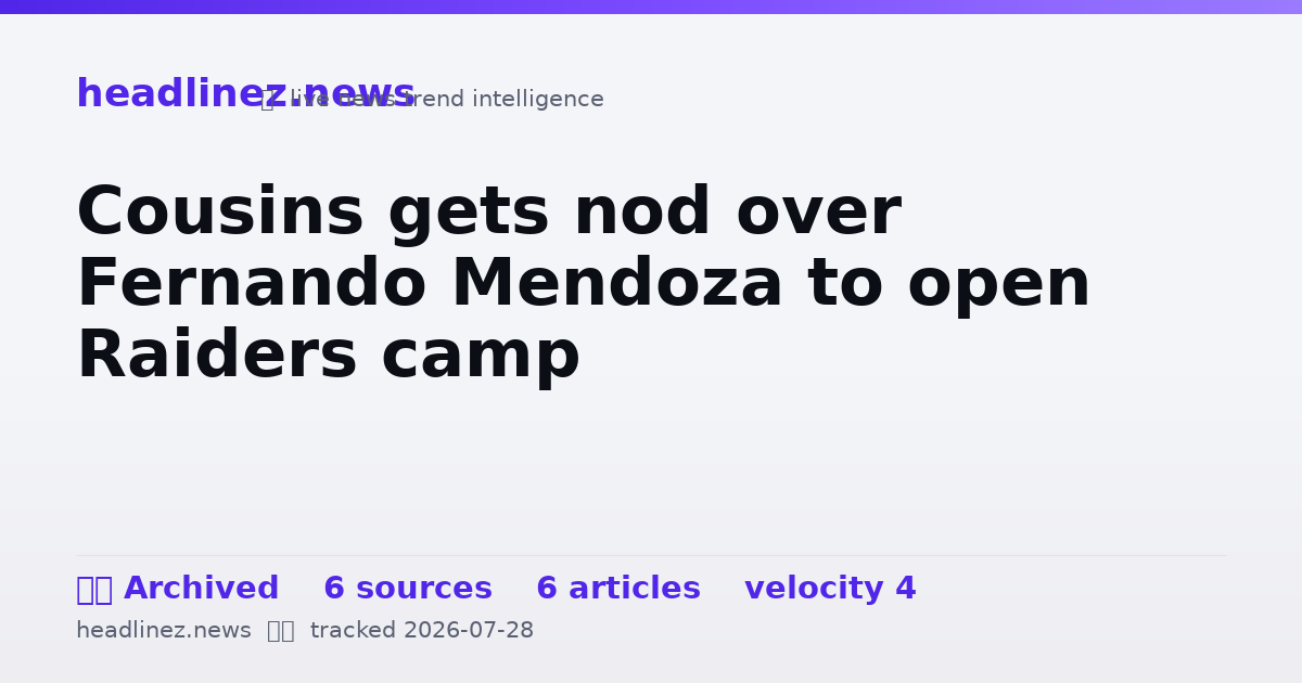 Visual summary for Cousins gets nod over Fernando Mendoza to open Raiders camp