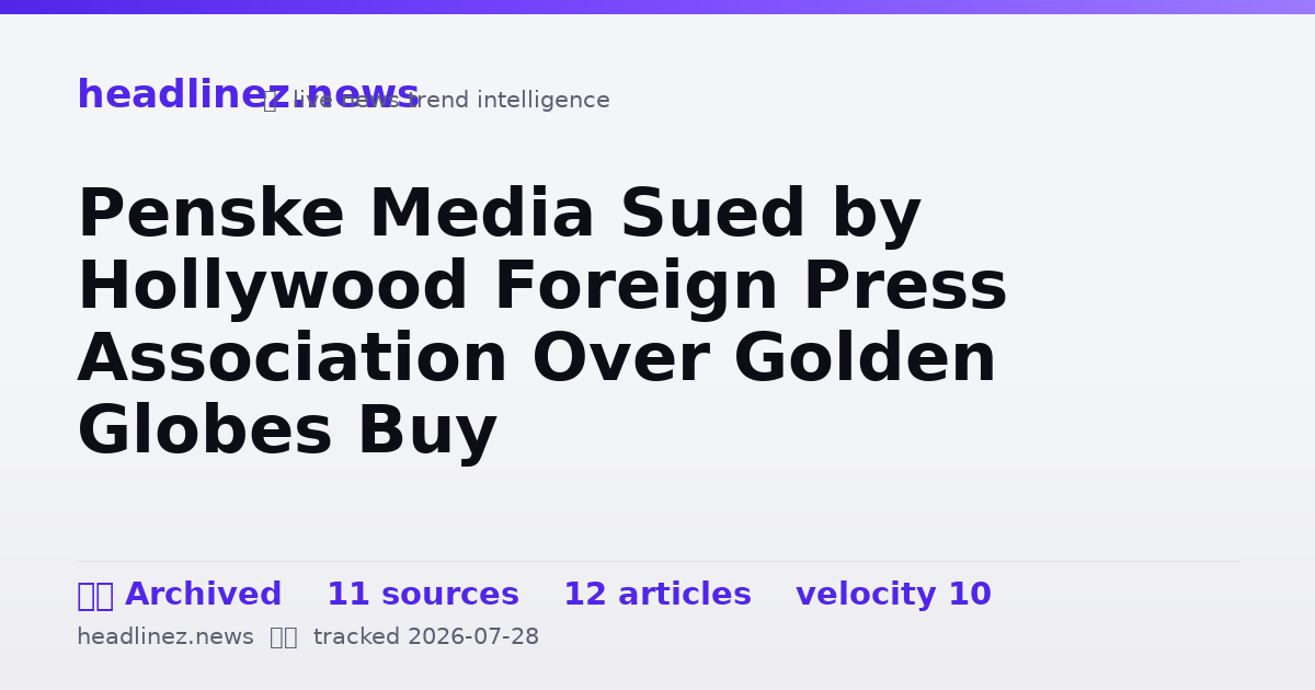 Visual summary for Penske Media Sued by Hollywood Foreign Press Association Over Golden Globes Buy