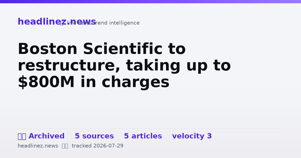 Visual summary for Boston Scientific to restructure, taking up to $800M in charges