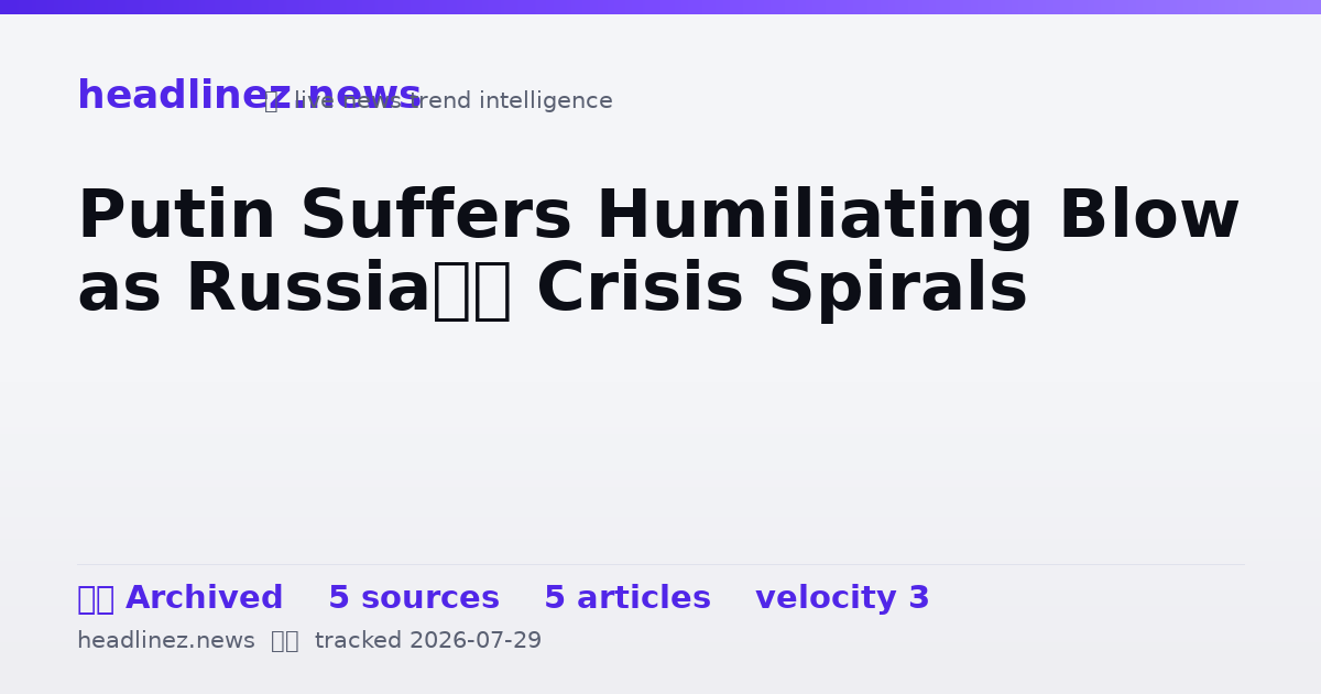 Visual summary for Putin Suffers Humiliating Blow as Russia’s Crisis Spirals