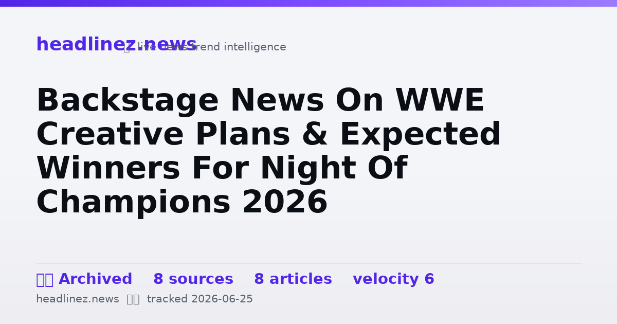 Visual summary for Backstage News On WWE Creative Plans & Expected Winners For Night Of Champions 2026