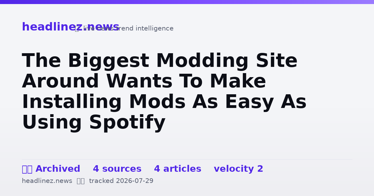Visual summary for The Biggest Modding Site Around Wants To Make Installing Mods As Easy As Using Spotify