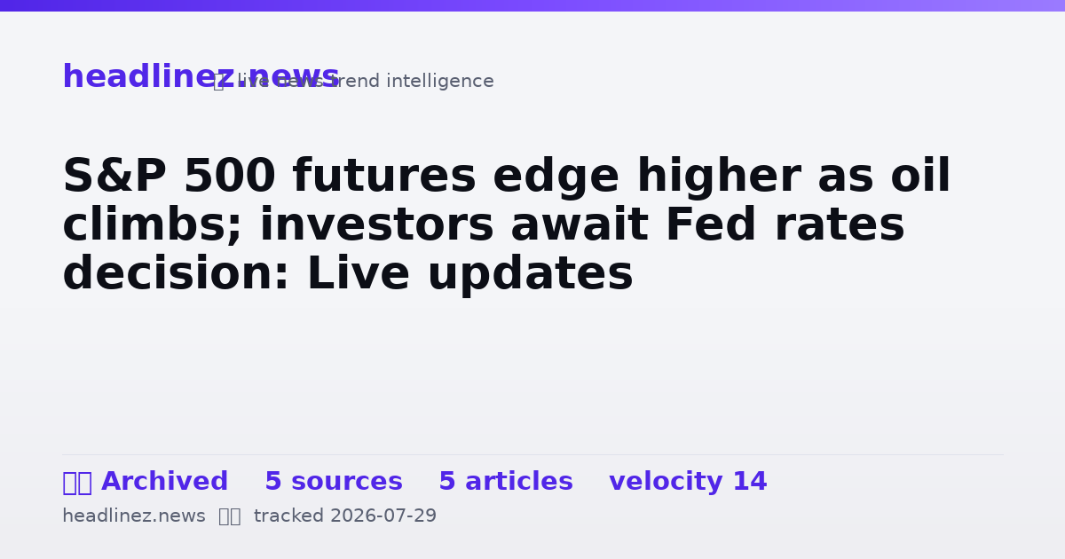 Visual summary for S&P 500 futures edge higher as oil climbs; investors await Fed rates decision: Live updates