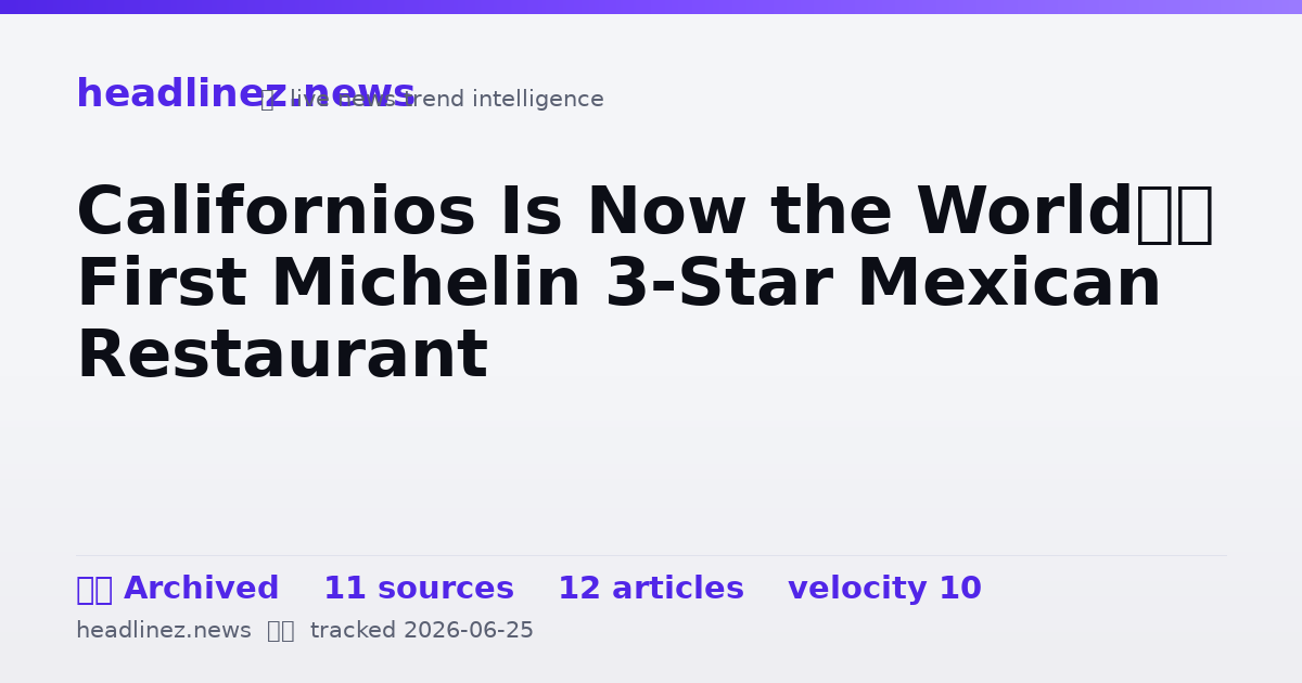 Visual summary for Californios Is Now the World’s First Michelin 3-Star Mexican Restaurant