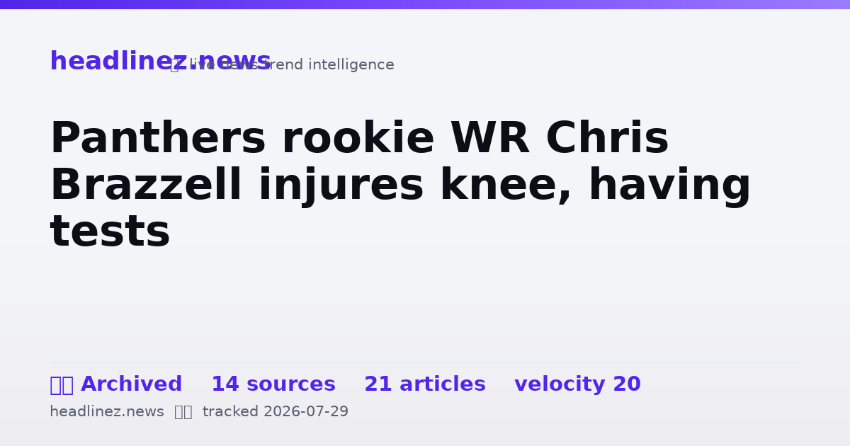 Visual summary for Panthers rookie WR Chris Brazzell injures knee, having tests